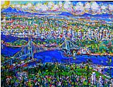 Island Canvas Paintings - Vancouver Island Lions Gate Bridge